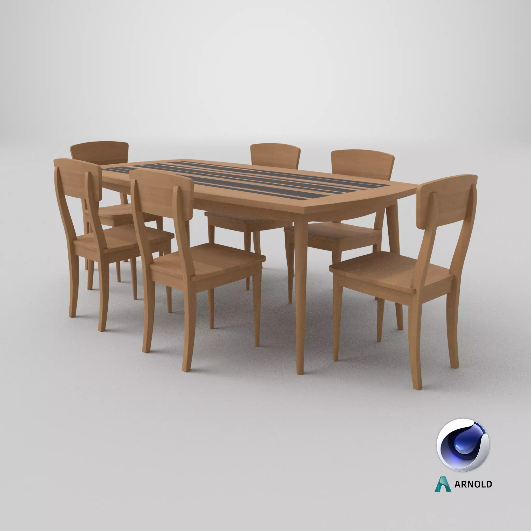 Mid-Century Modern Dinning Set Oslo 3D model_5