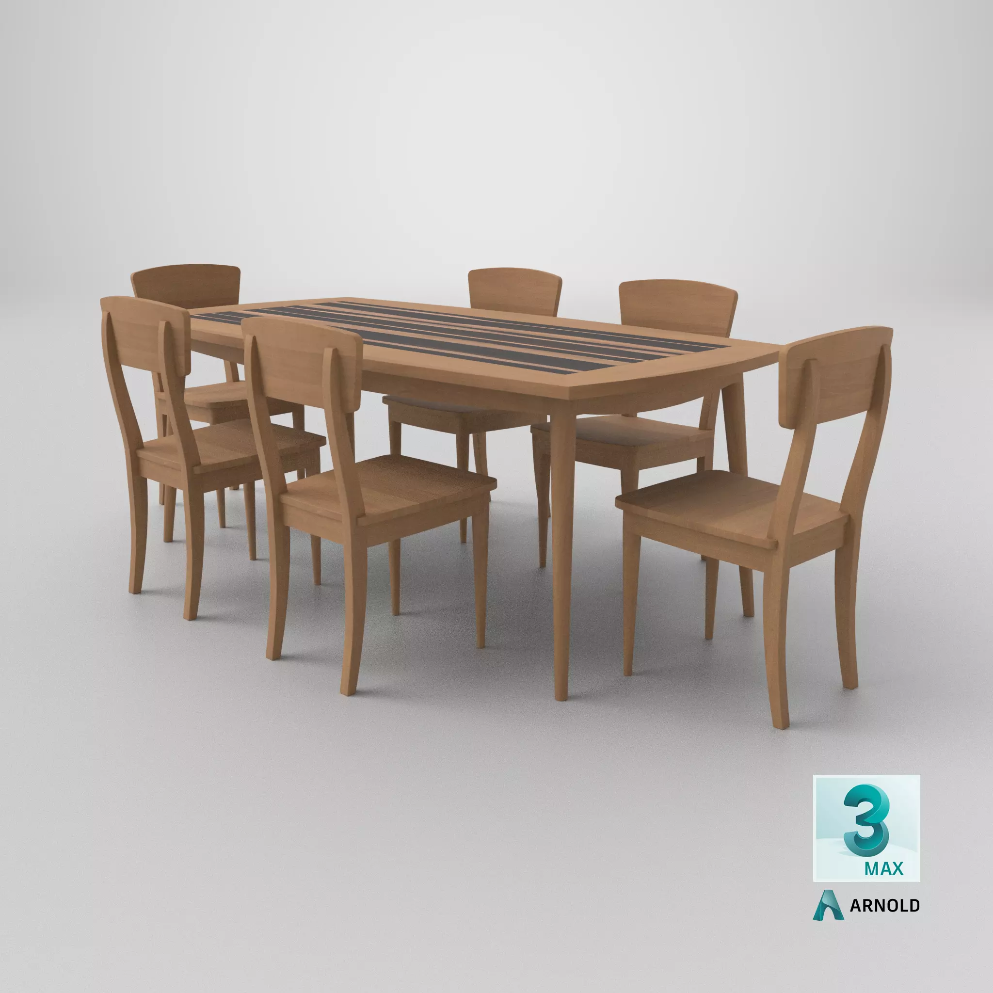 Mid-Century Modern Dinning Set Oslo 3D model_8