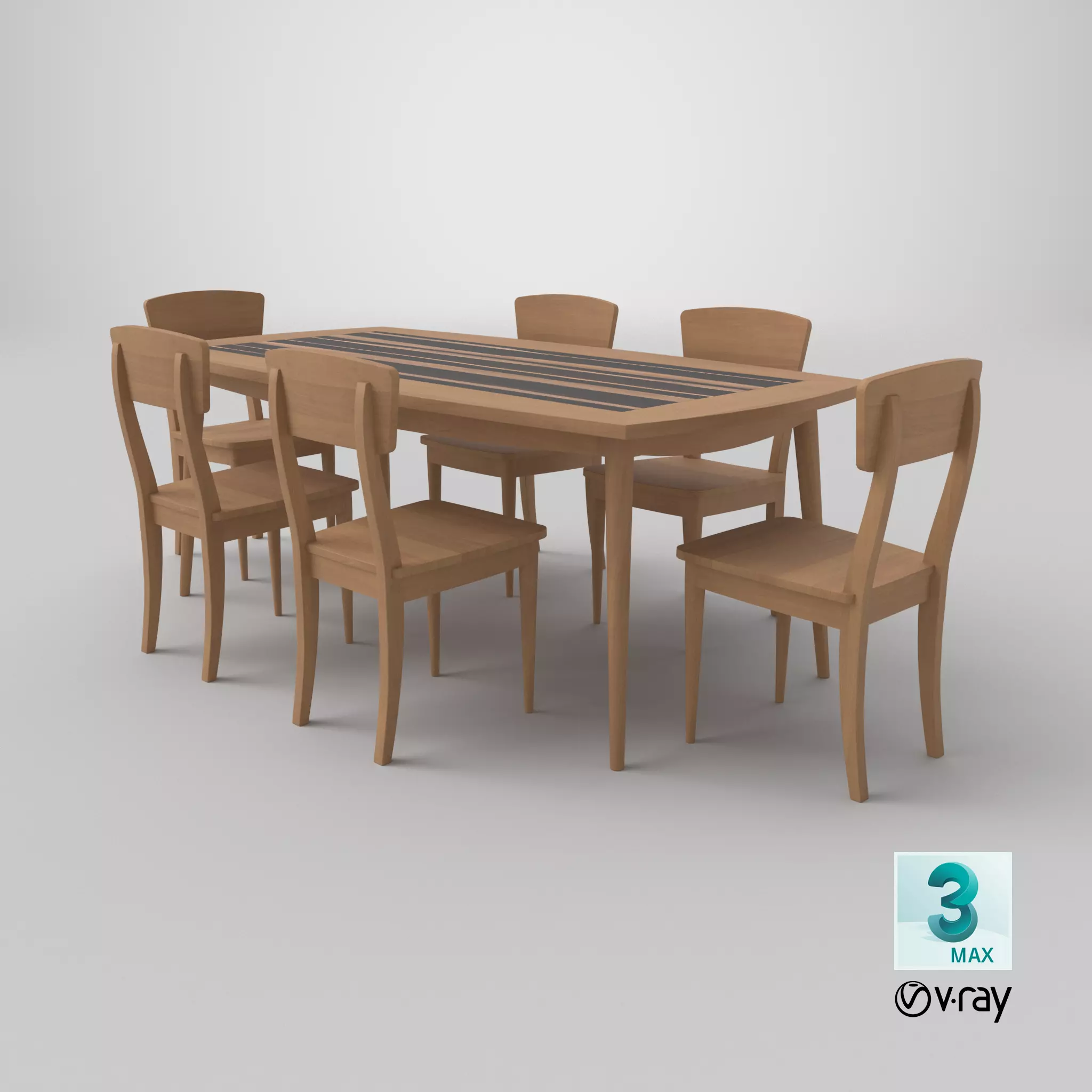 Mid-Century Modern Dinning Set Oslo 3D model_7