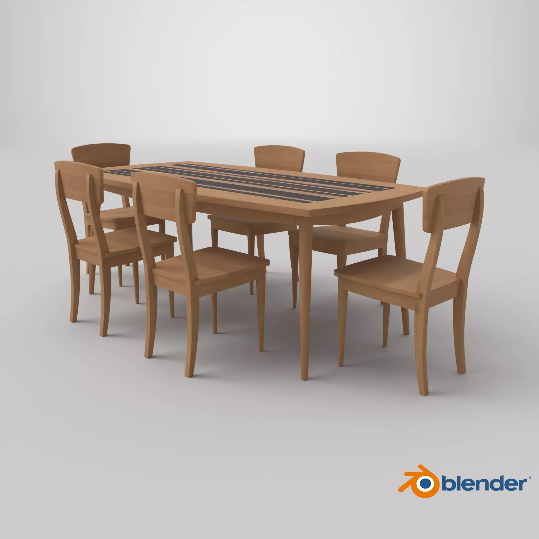 Mid-Century Modern Dinning Set Oslo 3D model_4