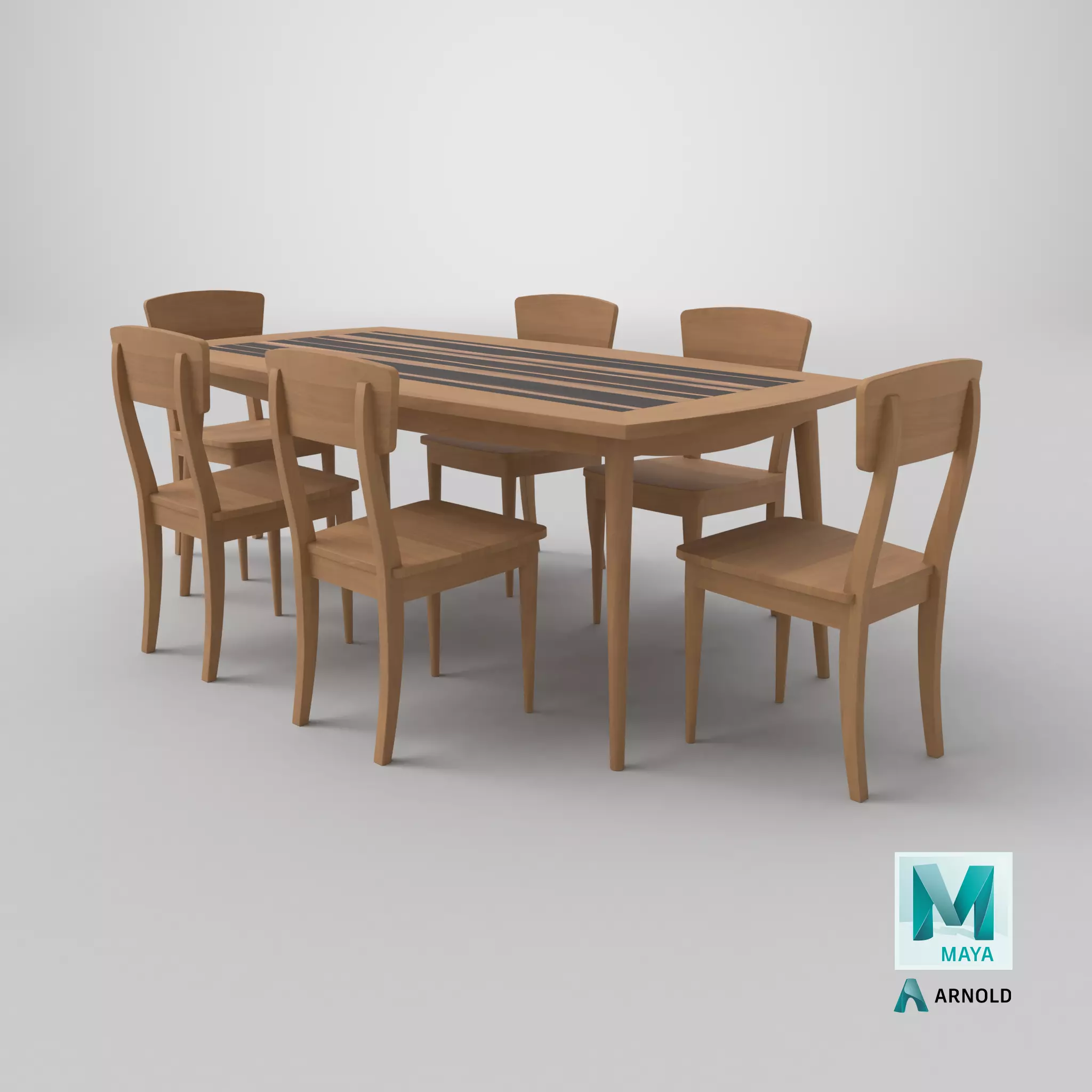 Mid-Century Modern Dinning Set Oslo 3D model_9