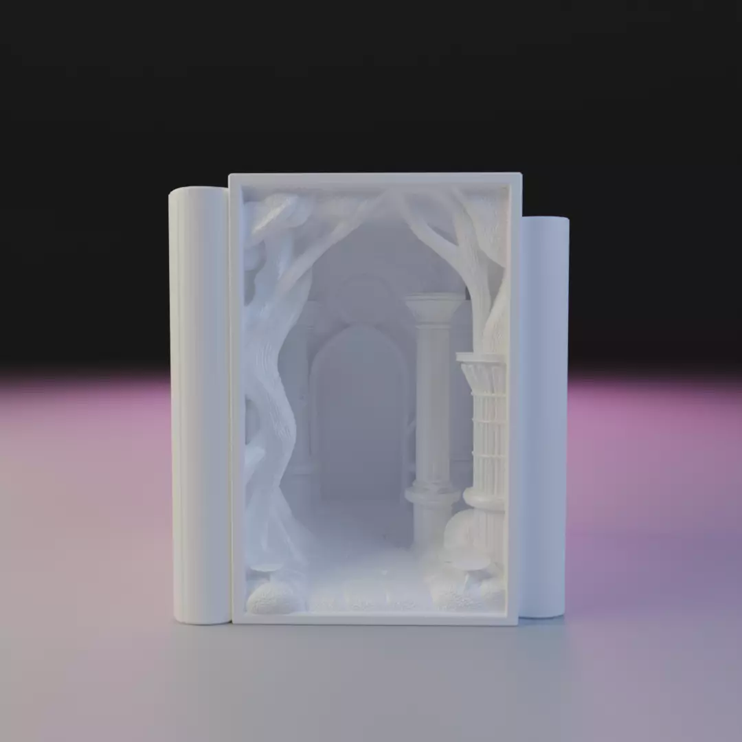 magic forest library book nook 3D print model_2