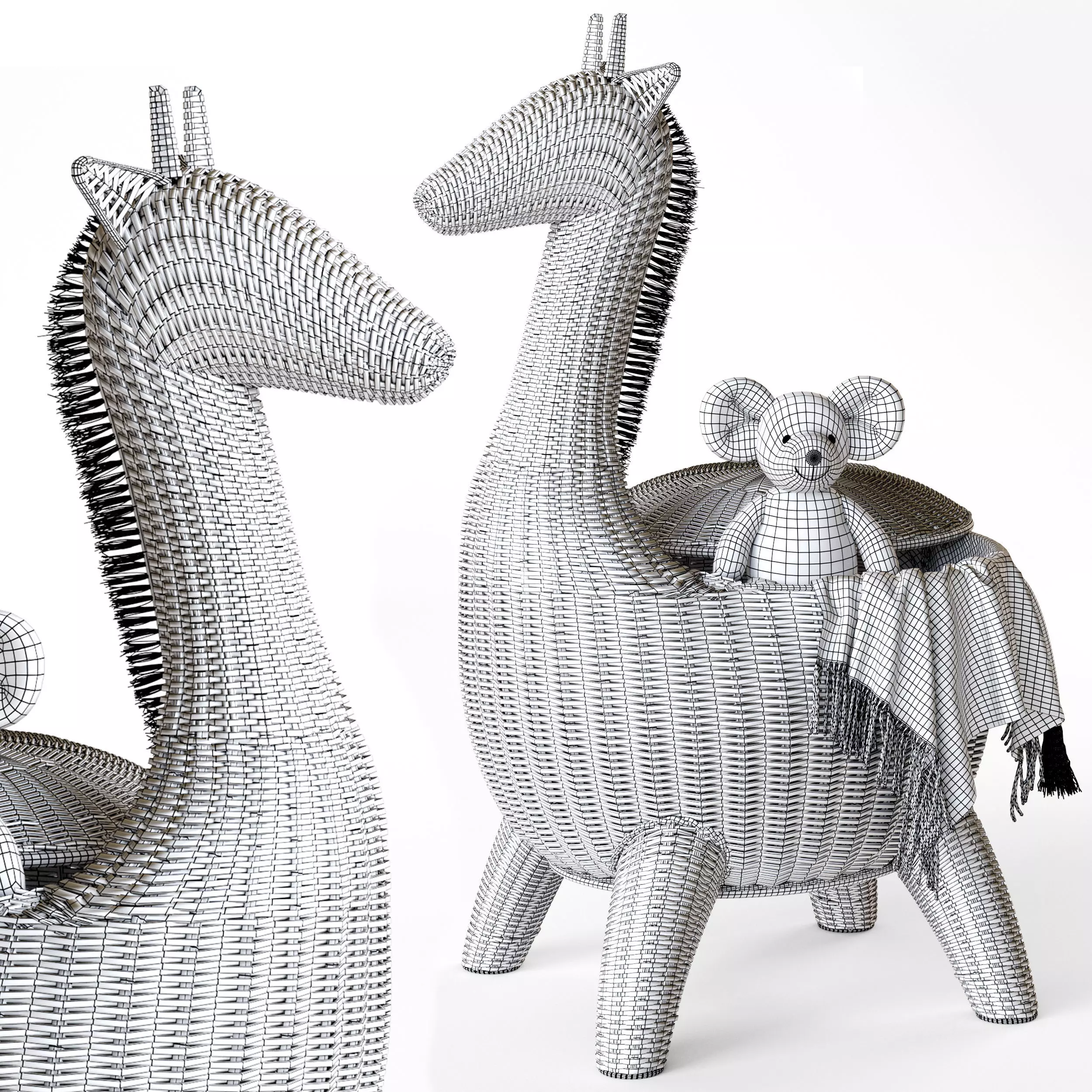 RATTAN BASKET GIRAFFE 3D model_6