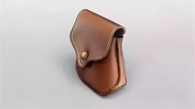 Realistic Brown Leather Pouch 3D Model