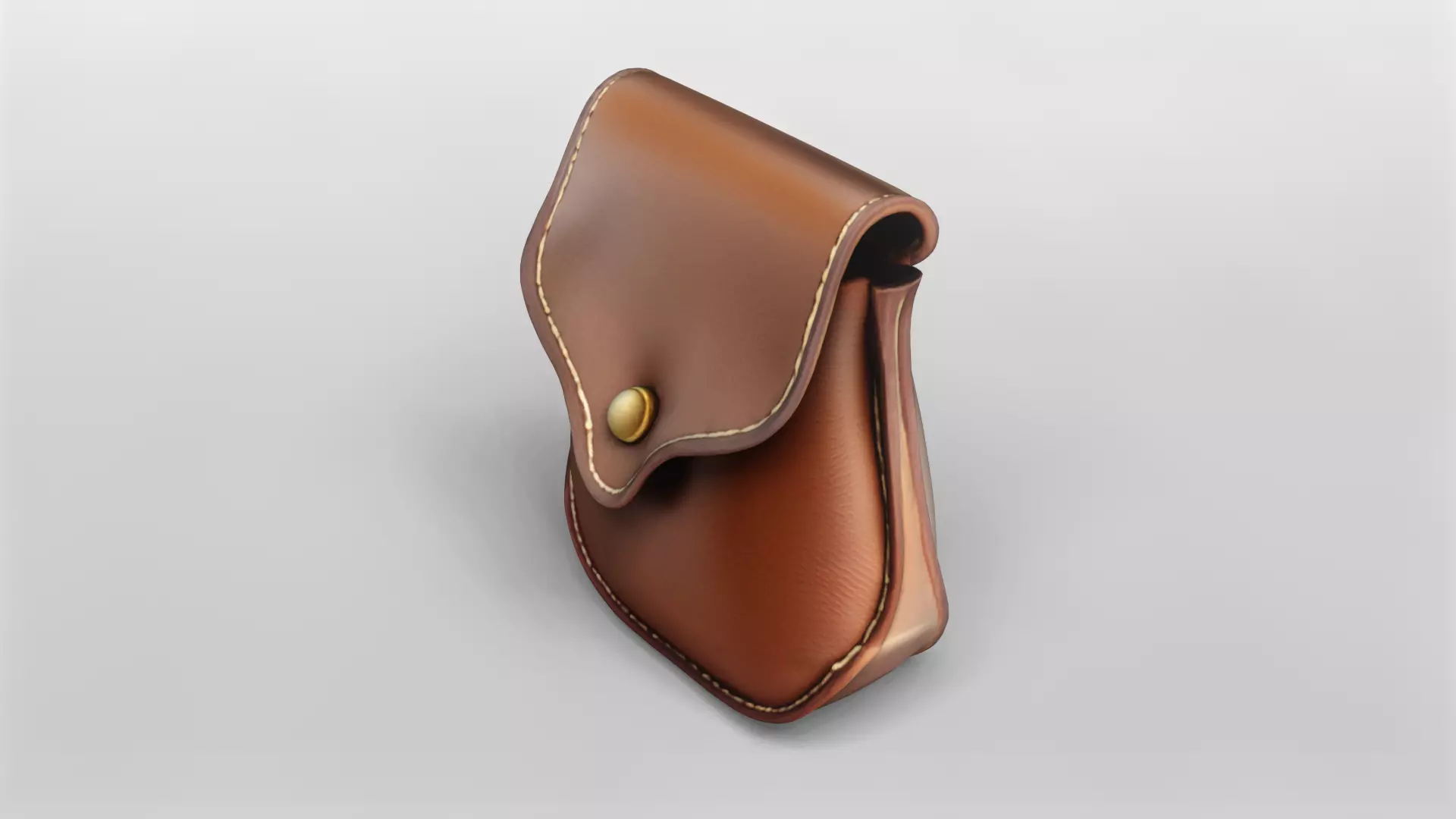 Realistic Brown Leather Pouch 3D Model 3D model_0