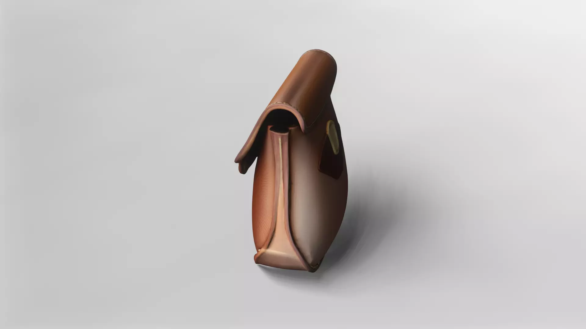 Realistic Brown Leather Pouch 3D Model 3D model_1