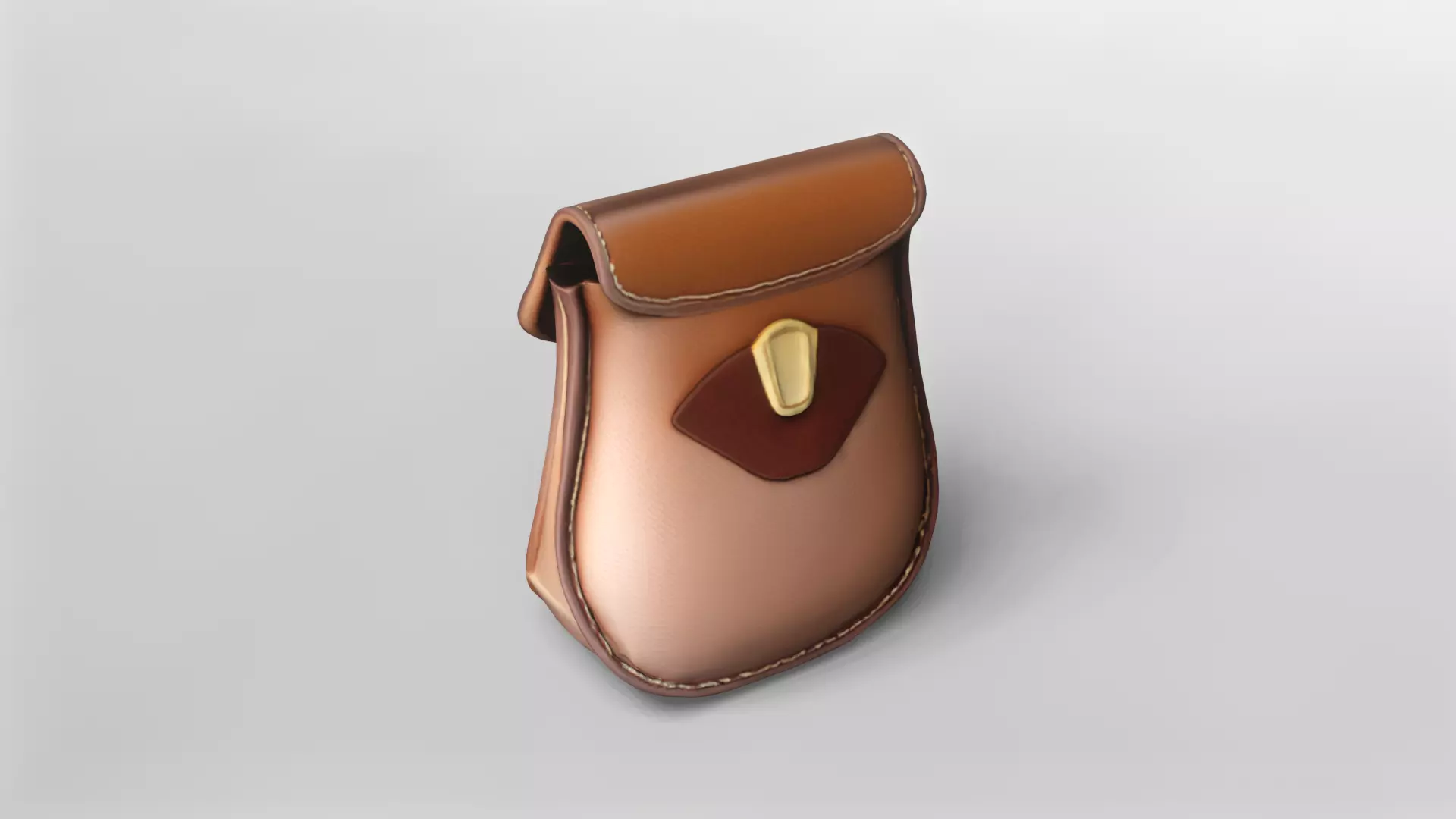 Realistic Brown Leather Pouch 3D Model 3D model_2