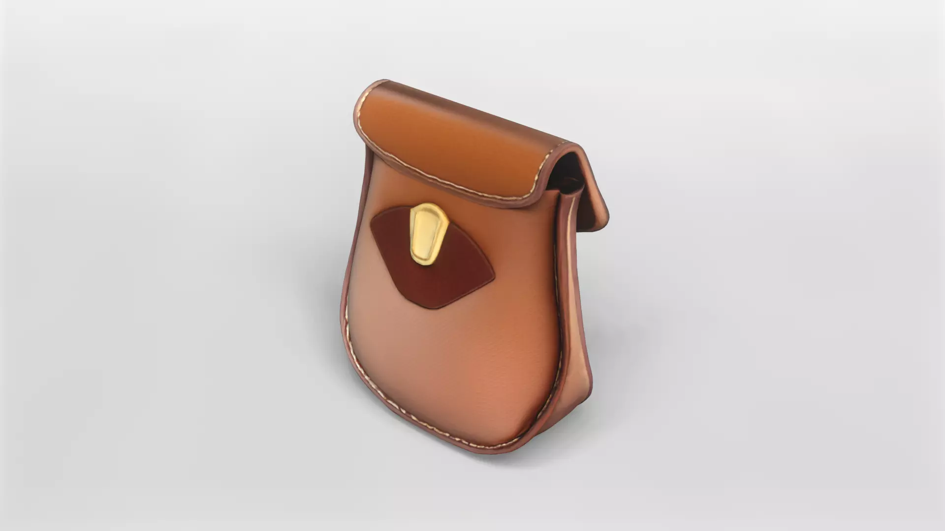 Realistic Brown Leather Pouch 3D Model 3D model_3