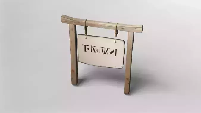 Rustic Wooden Market Sign 3D Model 3D model