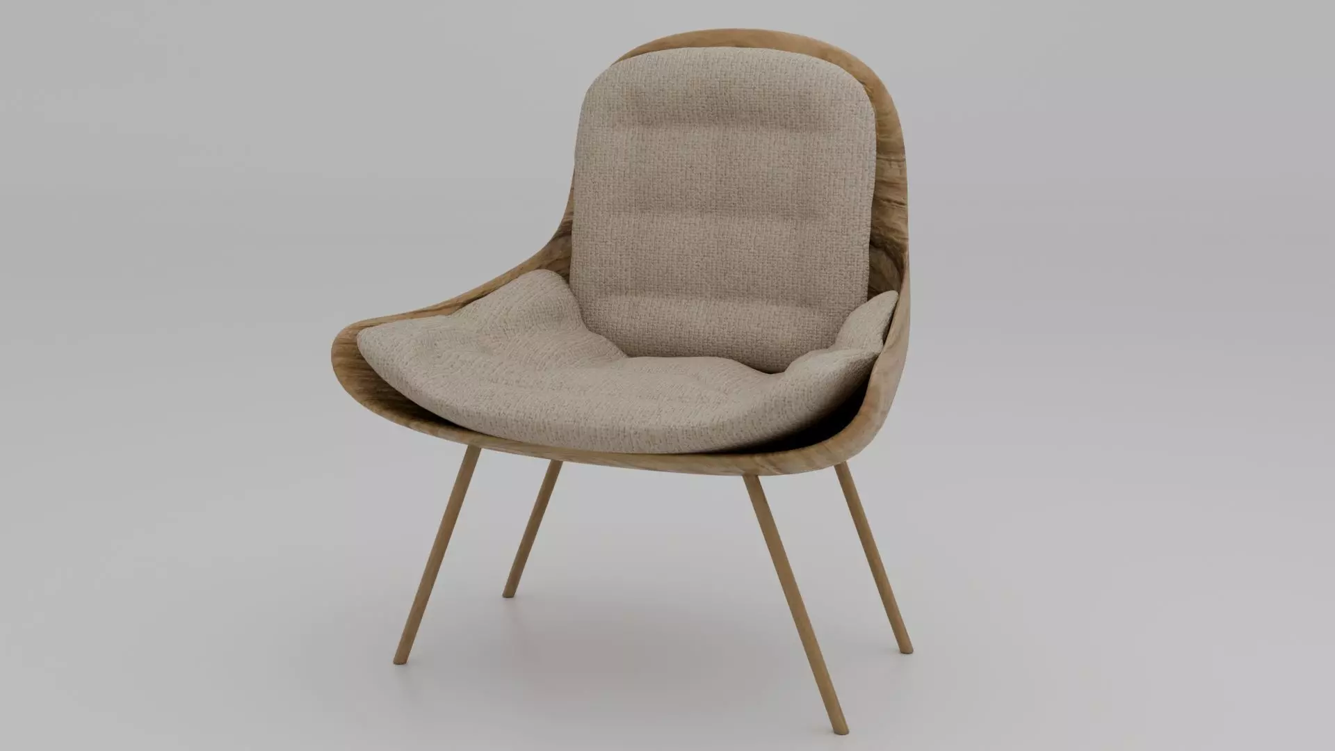 Modern Chair Wooden Lounge Low-poly 3D model