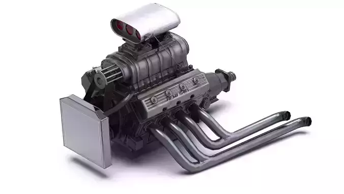 Dodge HEMI 540 Supercharged V8 engine Low-poly 3D model