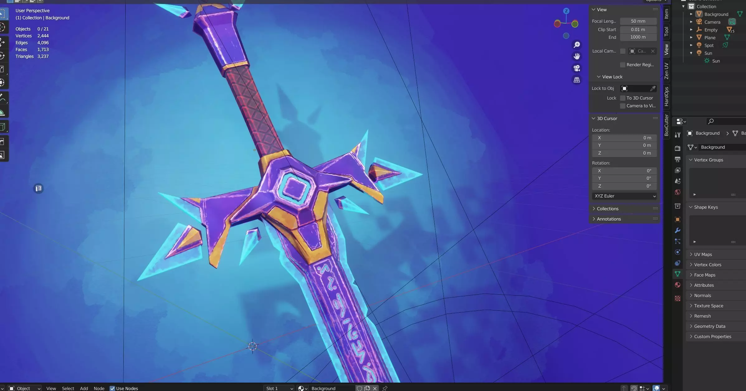 Game ready stylised sword prop Low-poly 3D model Low-poly 3D model_11