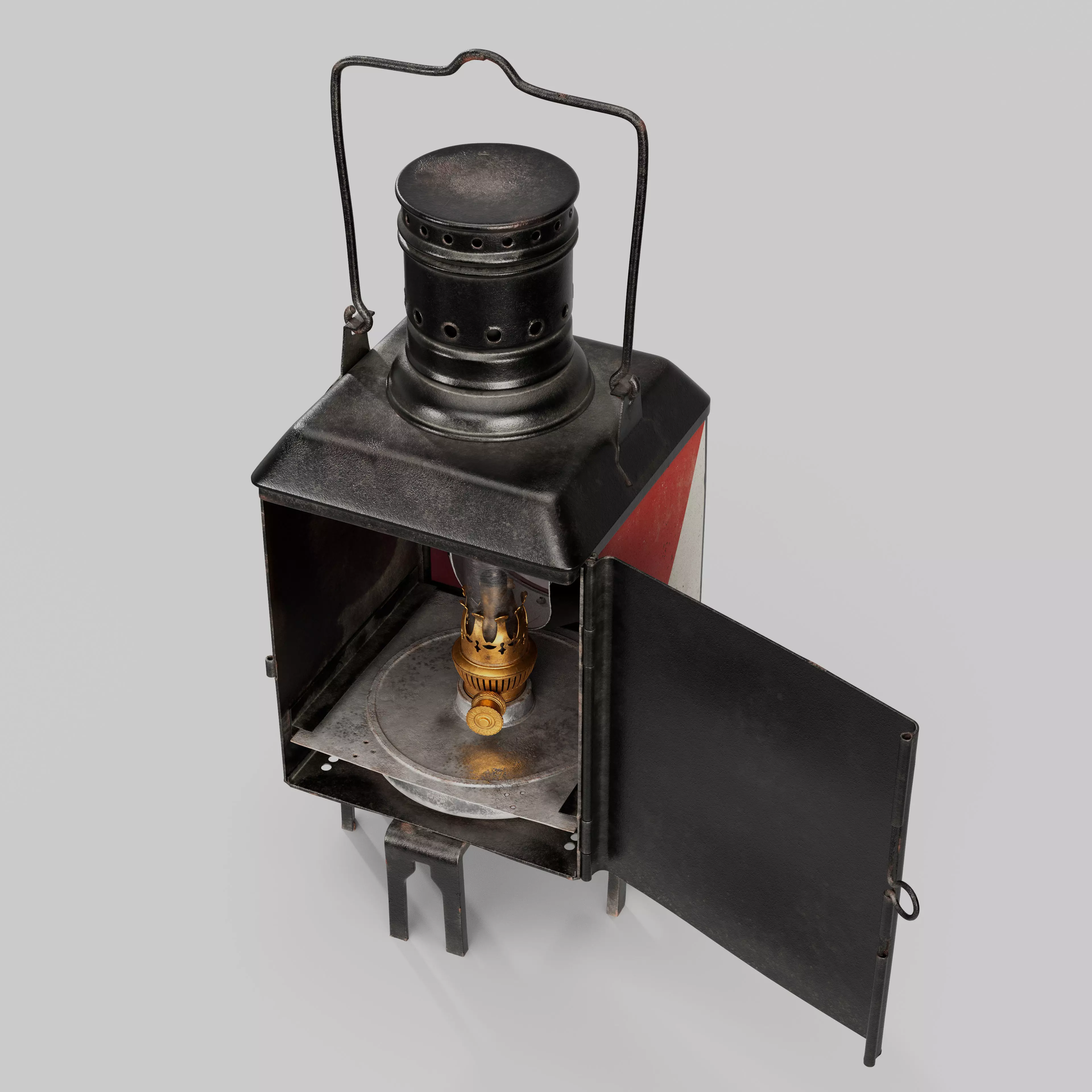 Vintage Railway End-Of-Train Lantern - German Railway 3D model_8