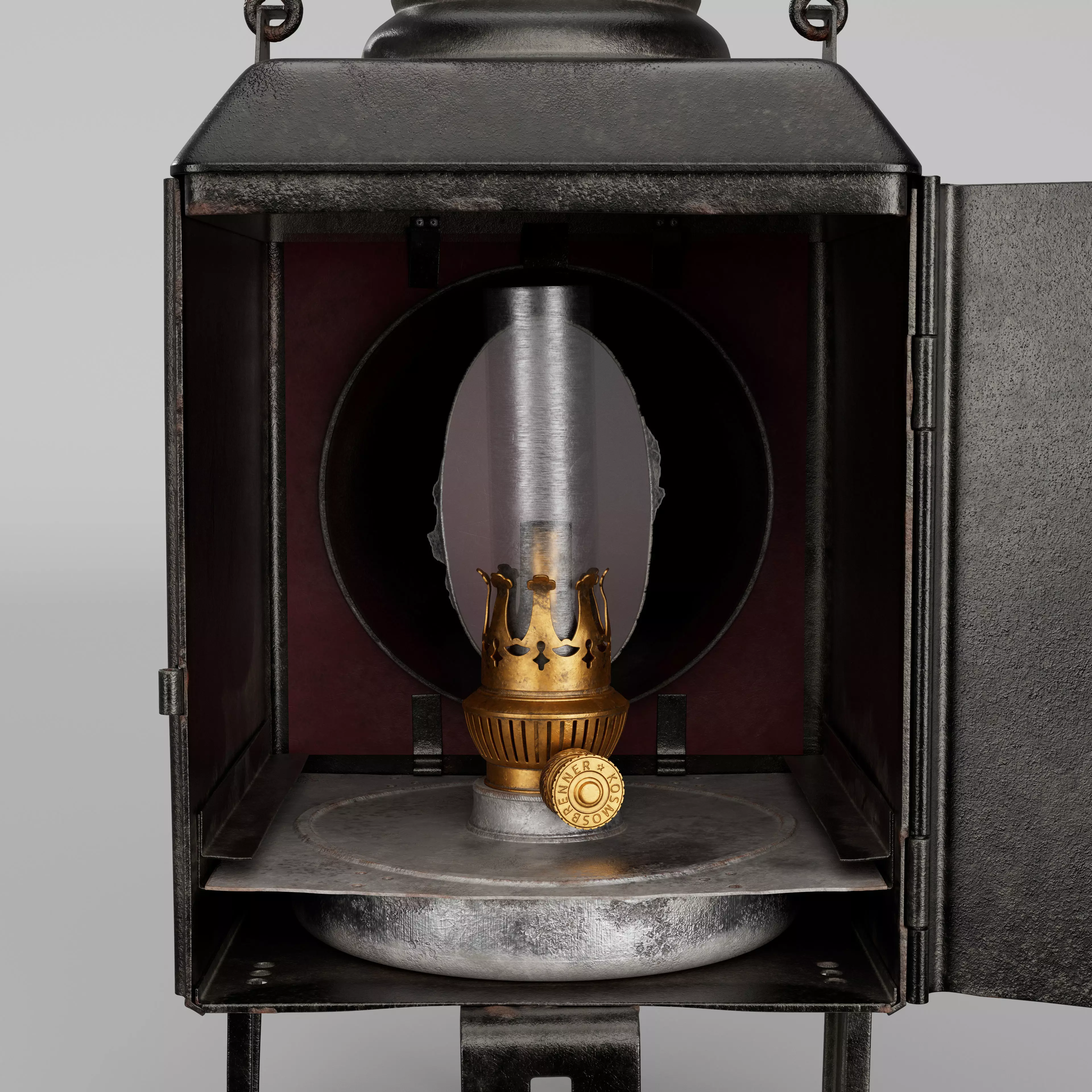 Vintage Railway End-Of-Train Lantern - German Railway 3D model_7