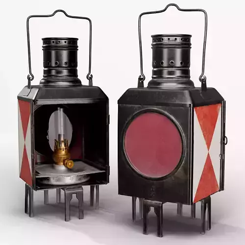 Vintage Railway End-Of-Train Lantern - German Railway 3D model