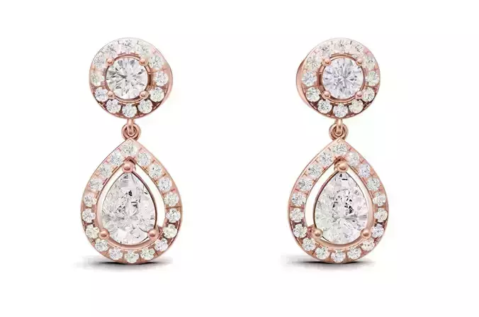 Teardrop Diamond Dangle Earrings For Women 3D print model