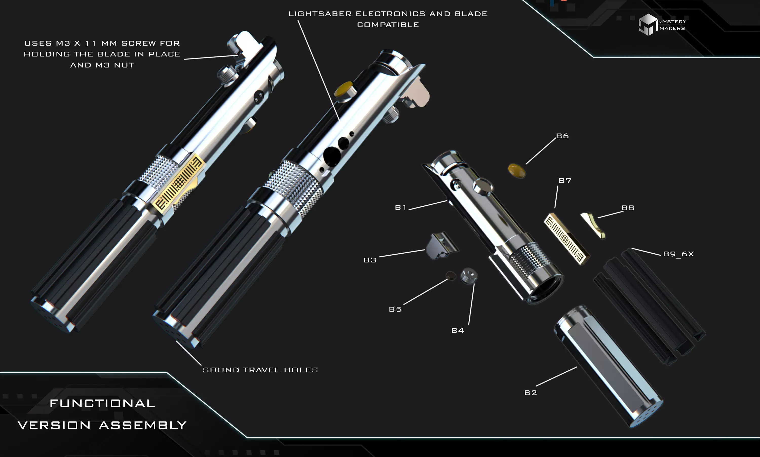 Anakins functional lightsaber from episode 3 3D print model_1