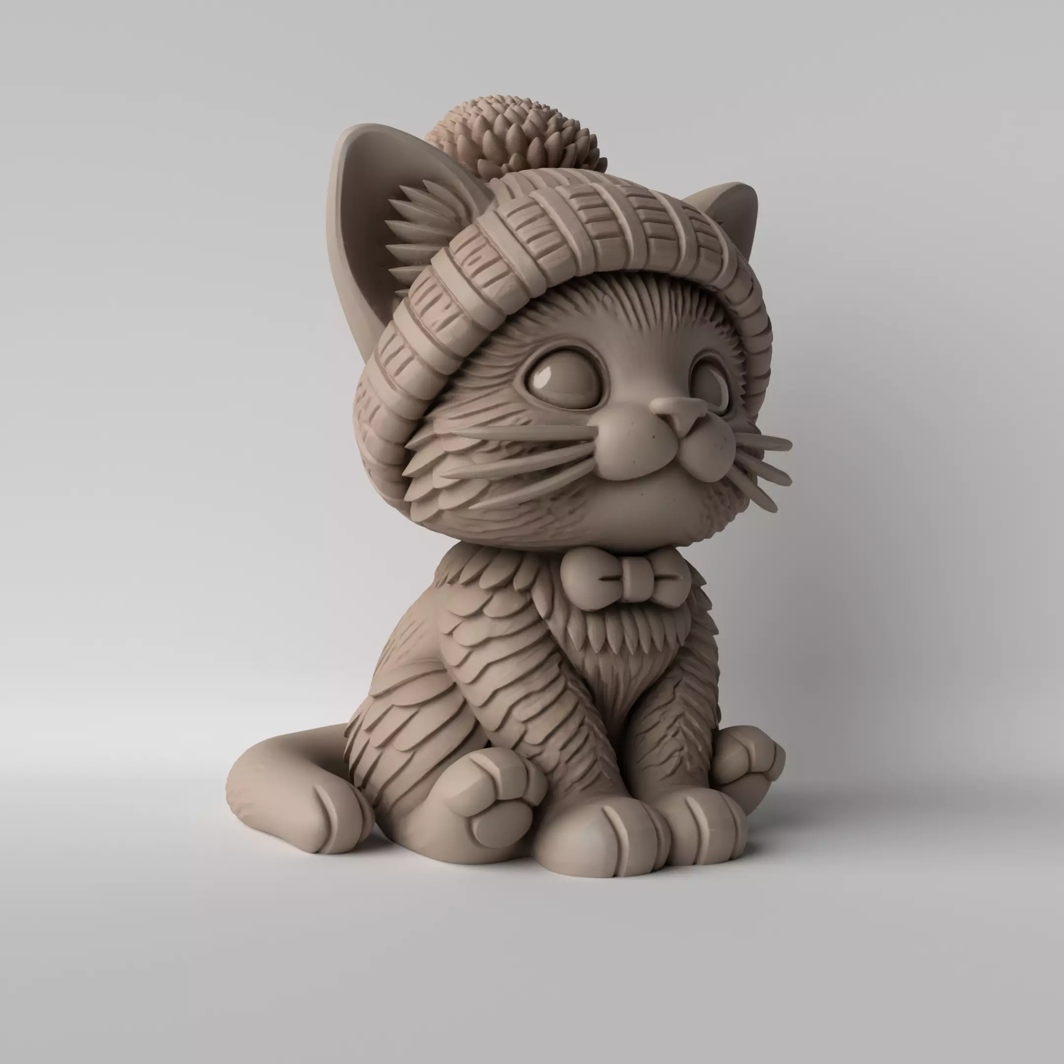 CuteKittenwithBeanie|3DPrintModel