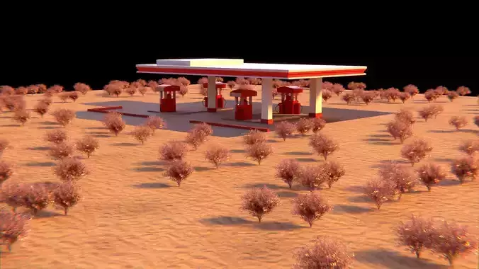 Gas Station Game Ready Low-poly 3D model