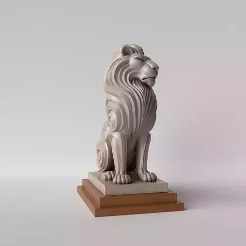 Minimalist Lion Bust  Decorative Sculpture