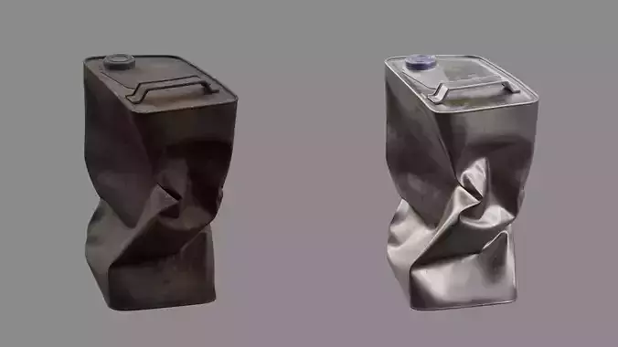 Crushed Paint Can Rectangular 03 3D model 7