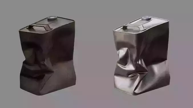 Crushed Paint Can Rectangular 03 3D model 2