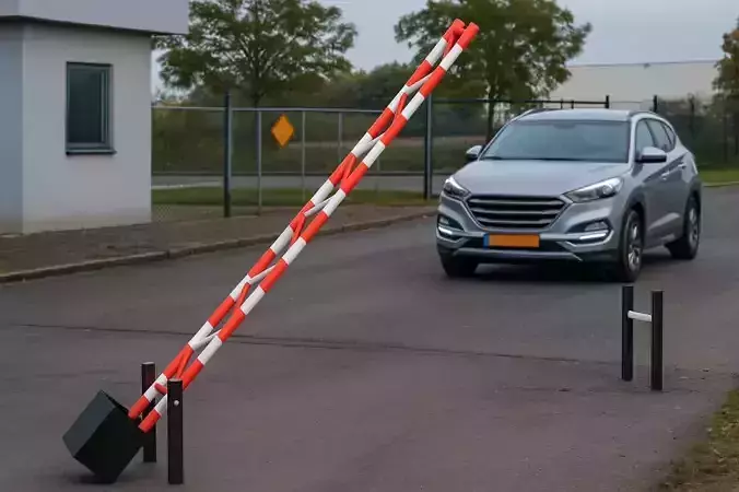 Industrial Boom Barrier Gate Low-poly 3D model