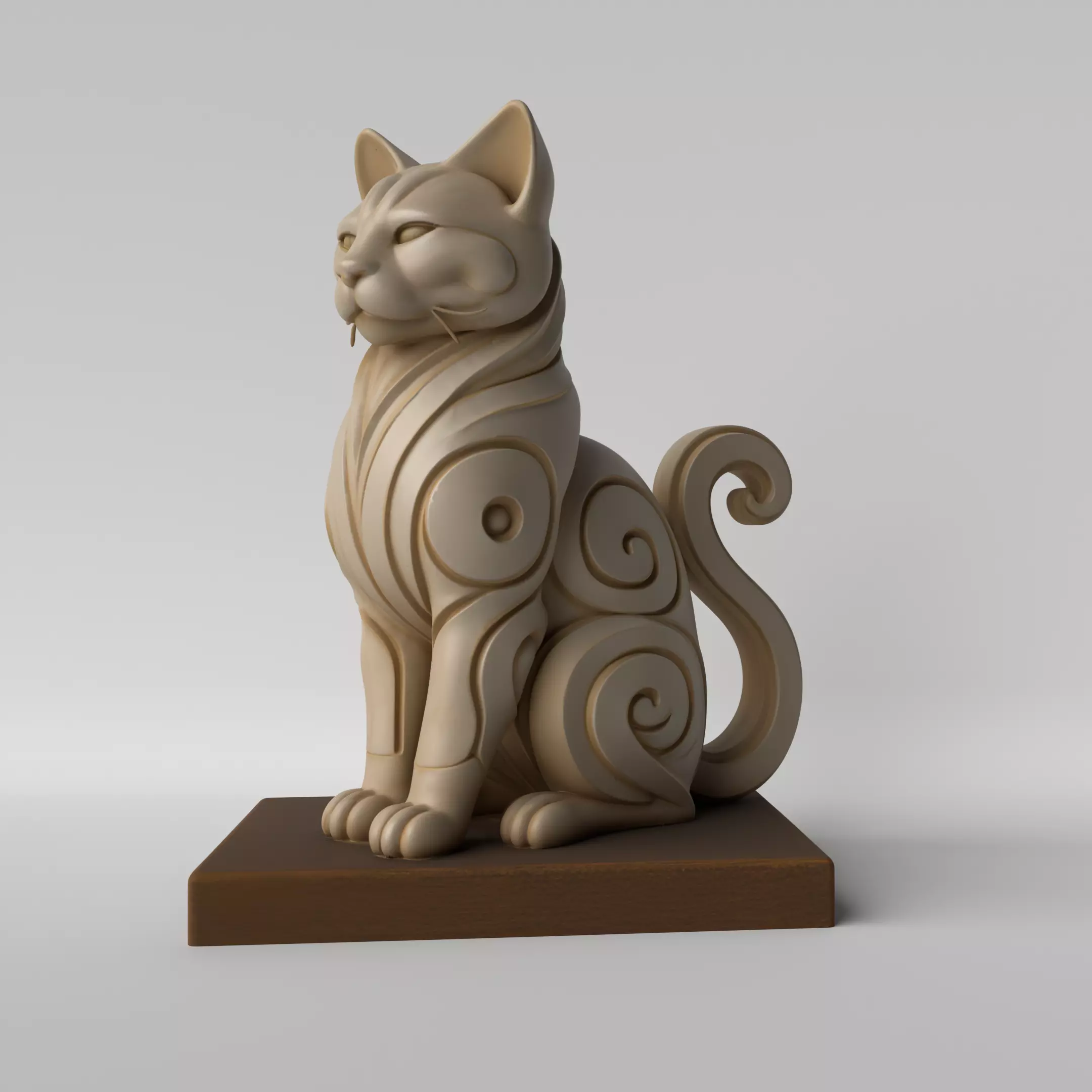 Minimalist Cat Bust Decorative Sculpture 3D print model_0