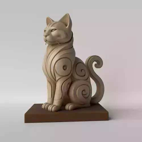Minimalist Cat Bust  Decorative Sculpture