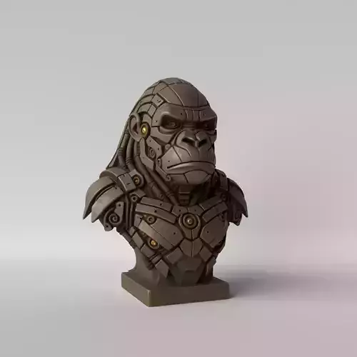 Cyber Gorilla  Futuristic Mecha Gorilla Bust