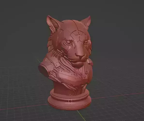 Cyber Tiger Futuristic Mecha Tiger Bust 3D print model