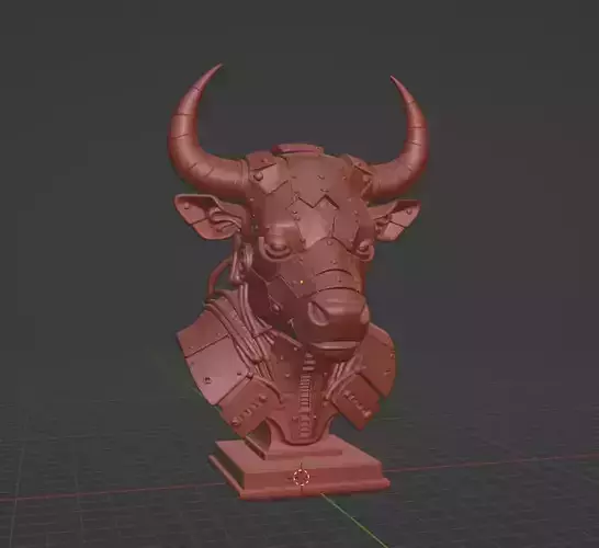 Cyber Bull  Futuristic Mecha Bull Bust