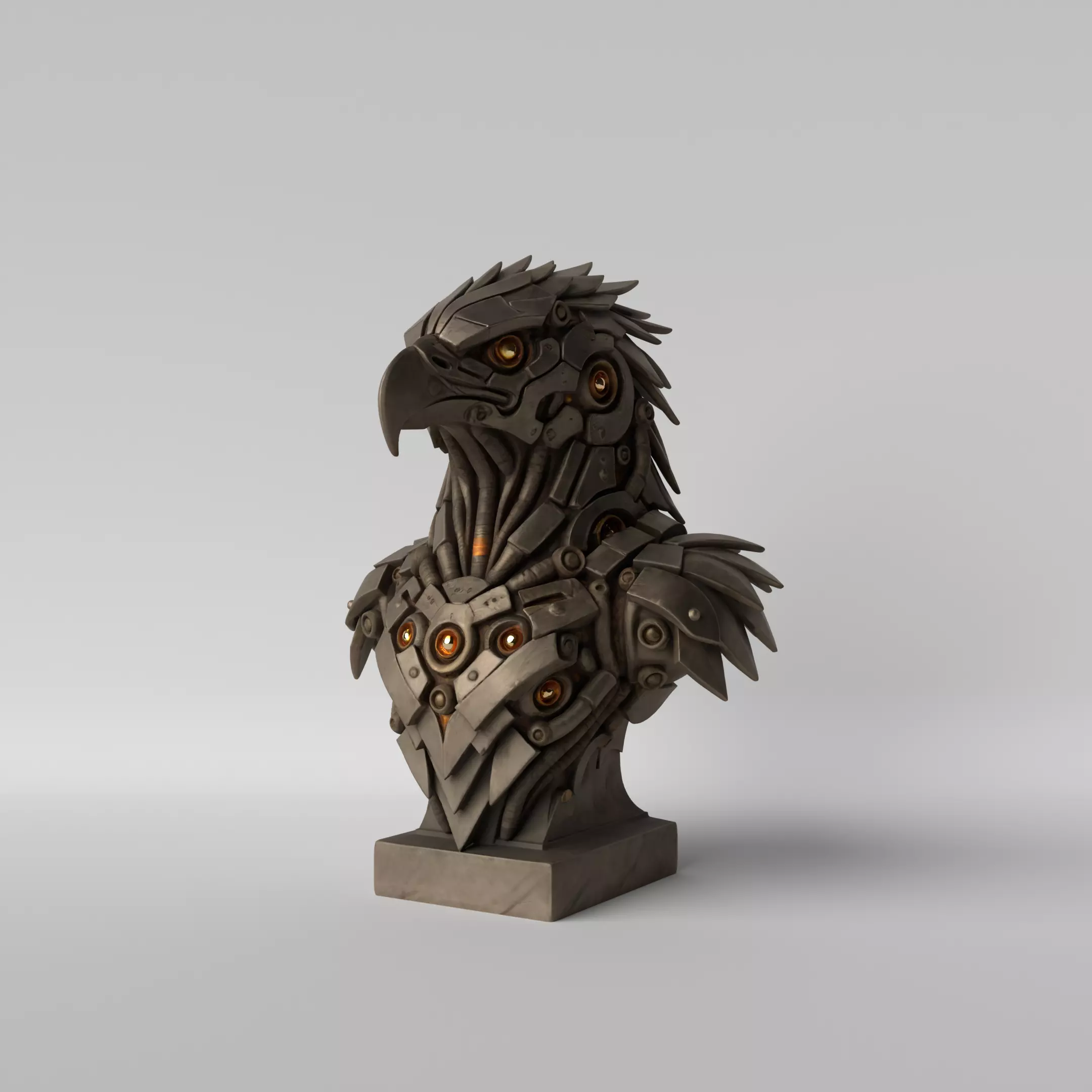 Cyber Eagle Futuristic Mecha Bird Bust 3D print model_0