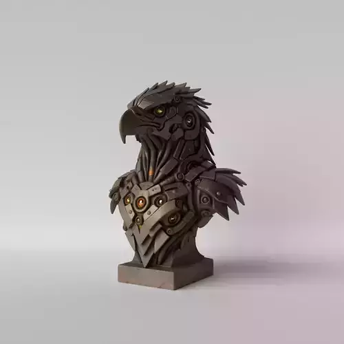 Cyber Eagle  Futuristic Mecha Bird Bust
