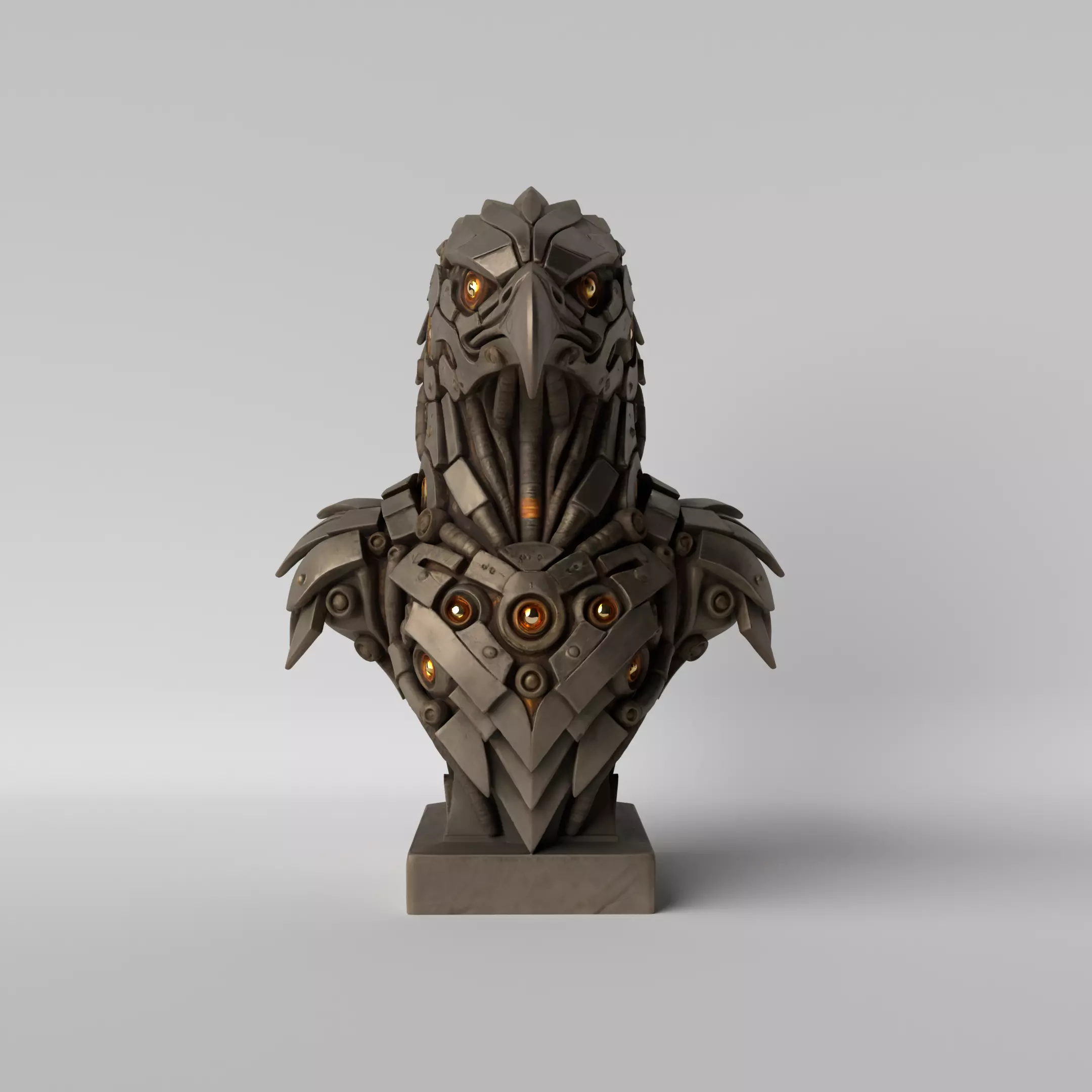 Cyber Eagle Futuristic Mecha Bird Bust 3D print model_1