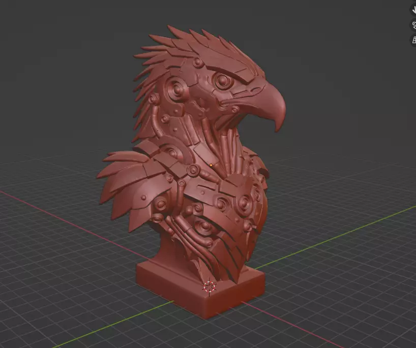 Cyber Eagle Futuristic Mecha Bird Bust 3D print model_2