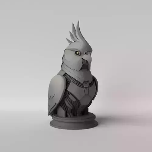 Cyber Cockatiel Futuristic Mecha Bird Bust