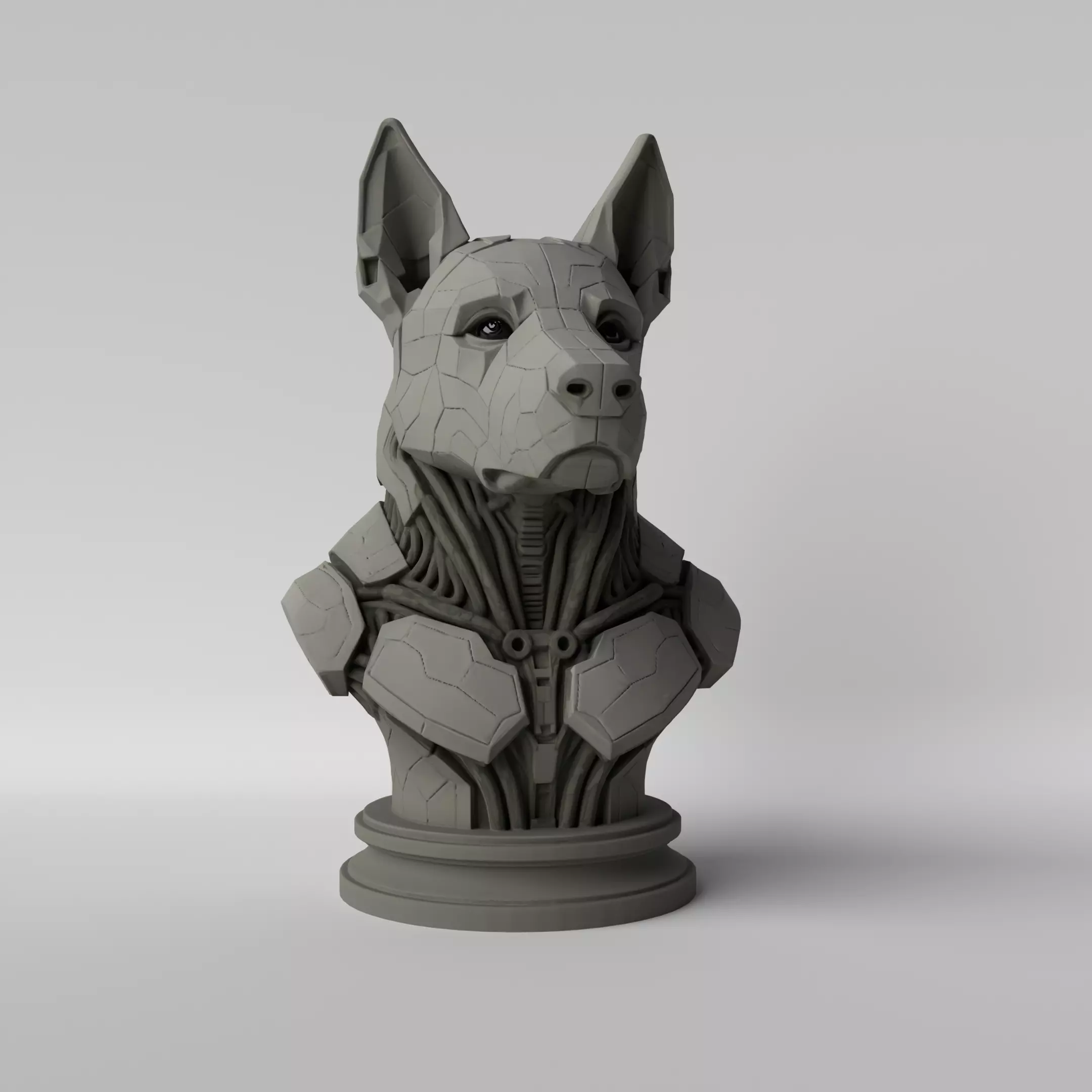 Cyber Dog Futuristic Mecha Dog Bust 3D print model_2