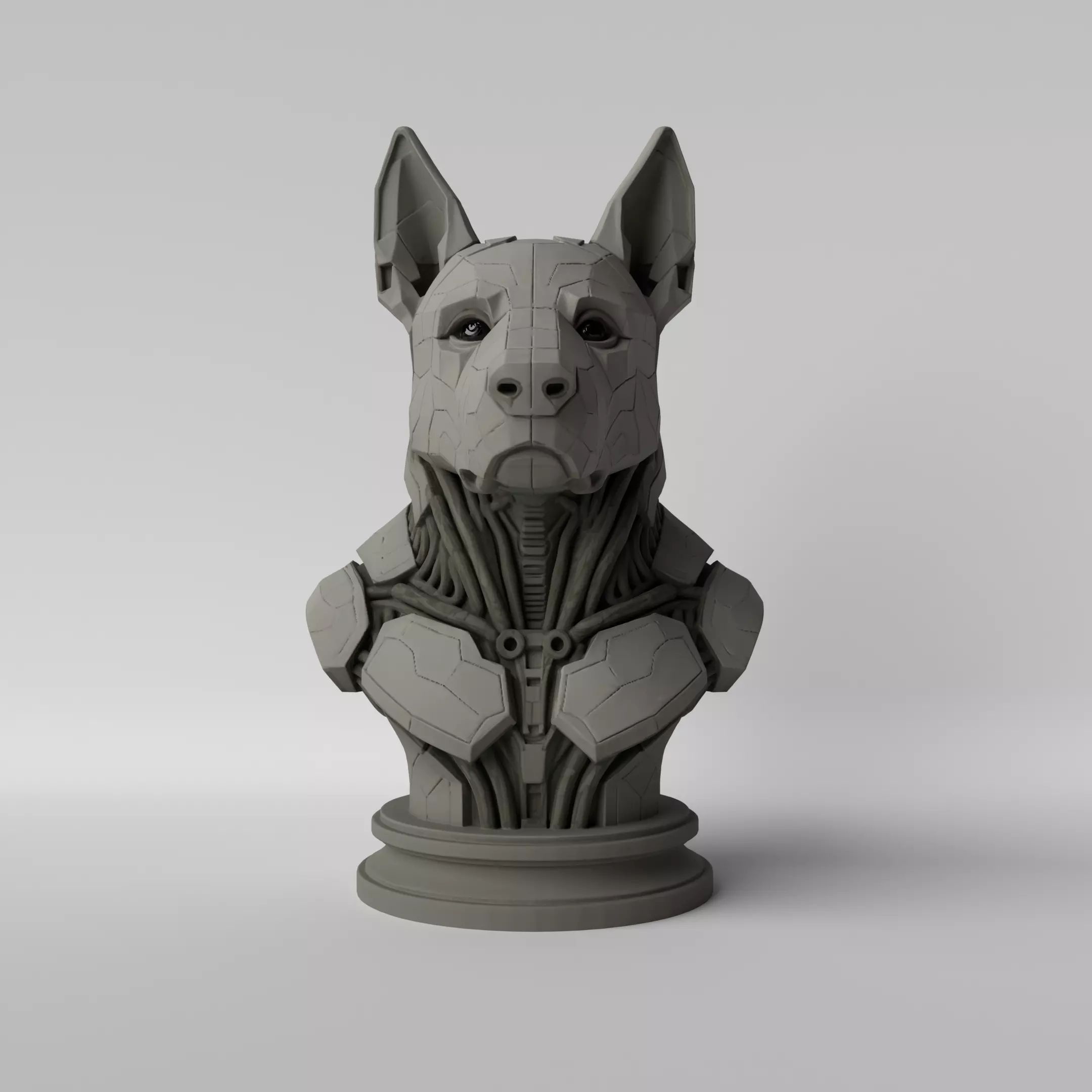 Cyber Dog Futuristic Mecha Dog Bust 3D print model_1