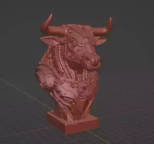 Cyber Minotaur  Futuristic Mecha Bull Bust