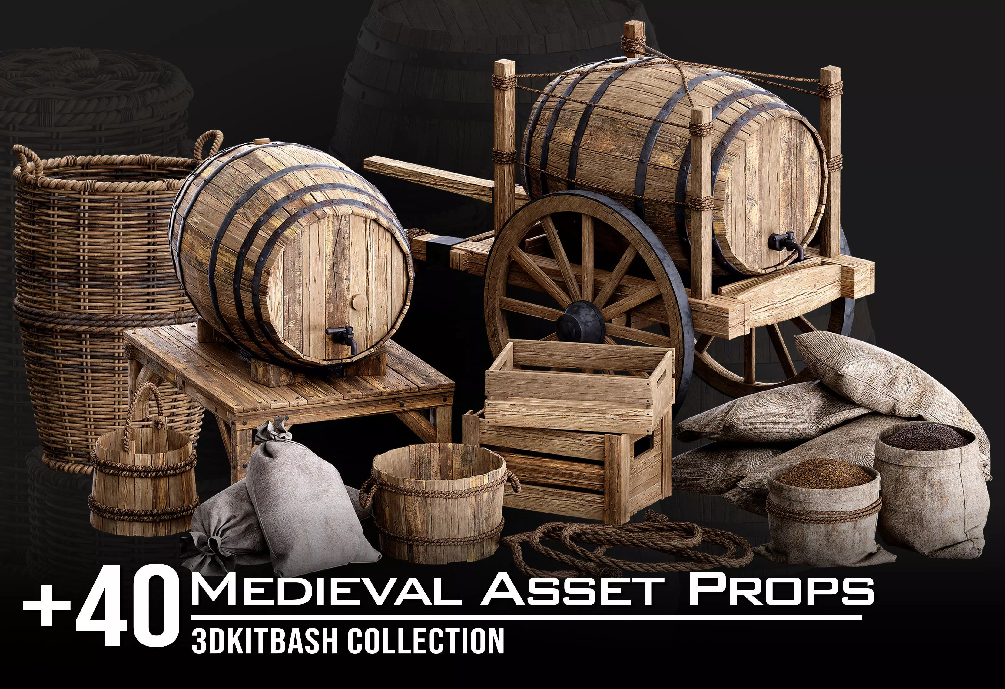 Medieval Asset Props Low-poly 3D model_0