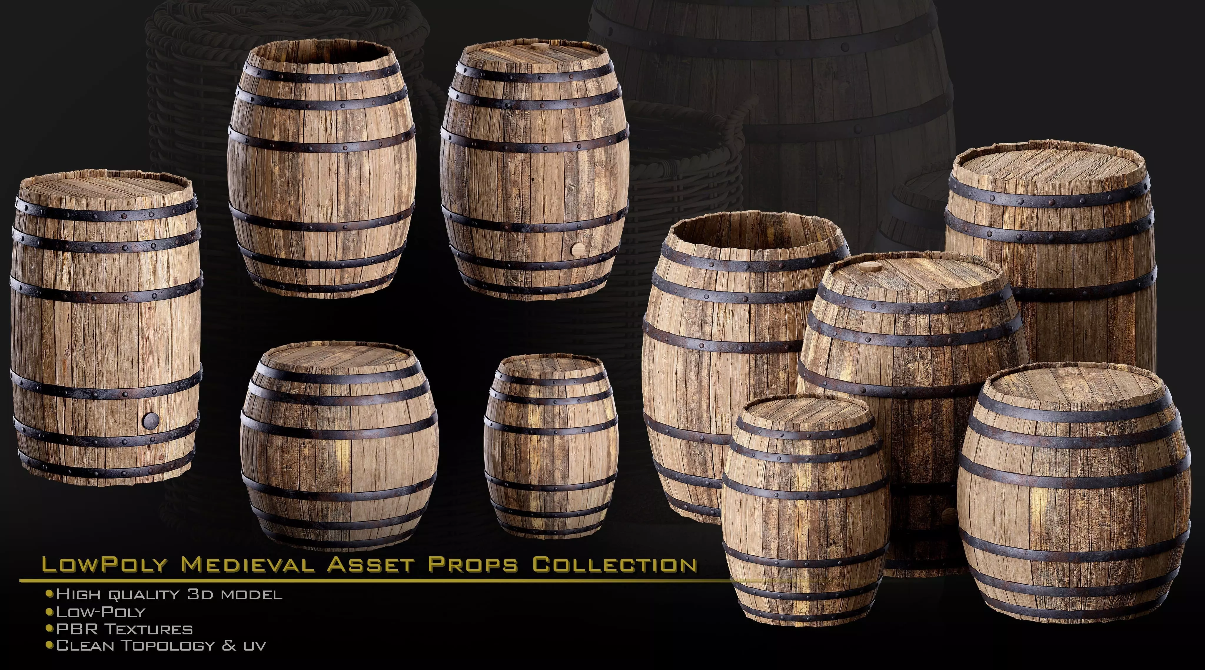 Medieval Asset Props Low-poly 3D model_8