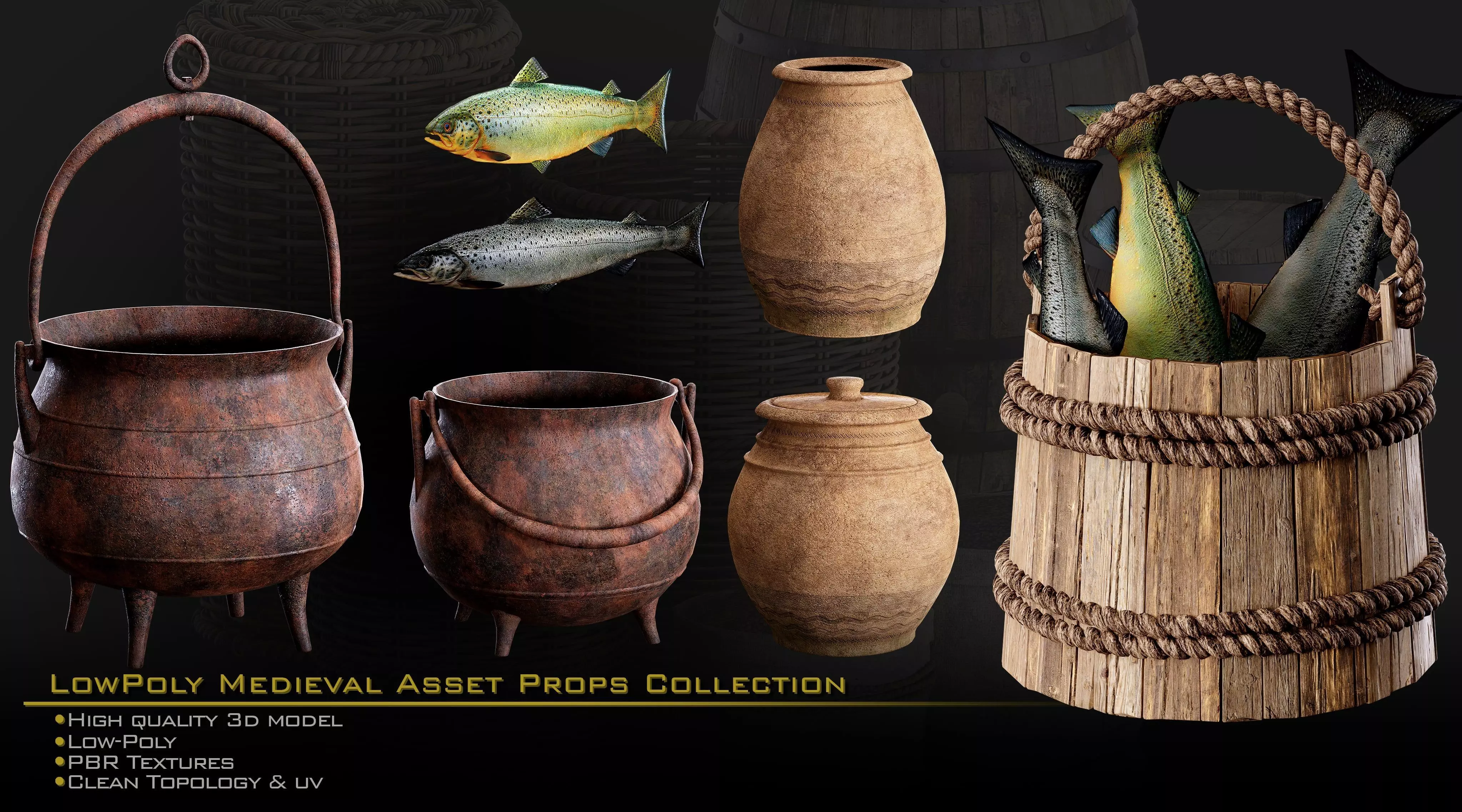 Medieval Asset Props Low-poly 3D model_10