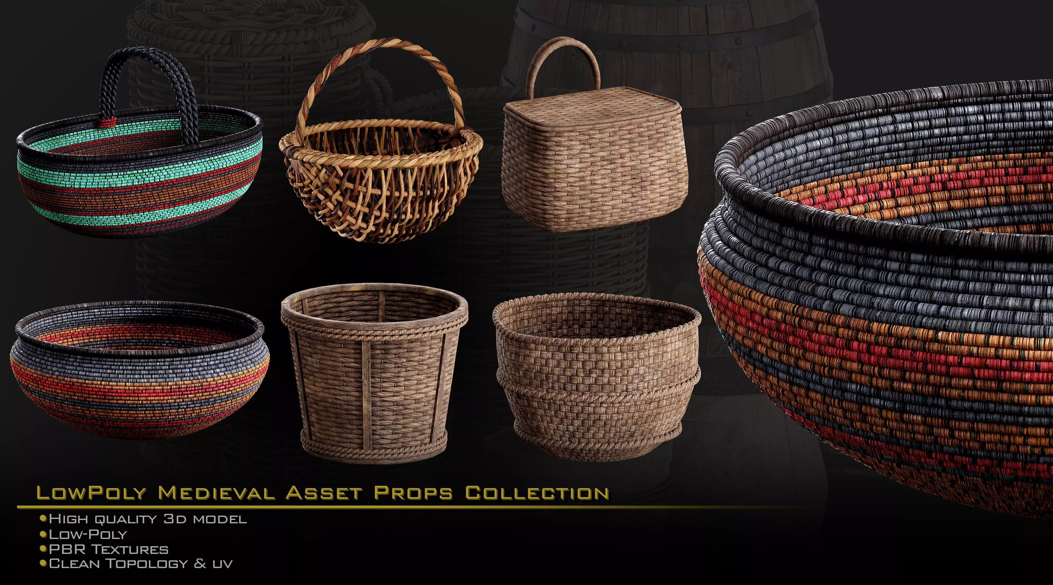 Medieval Asset Props Low-poly 3D model_7