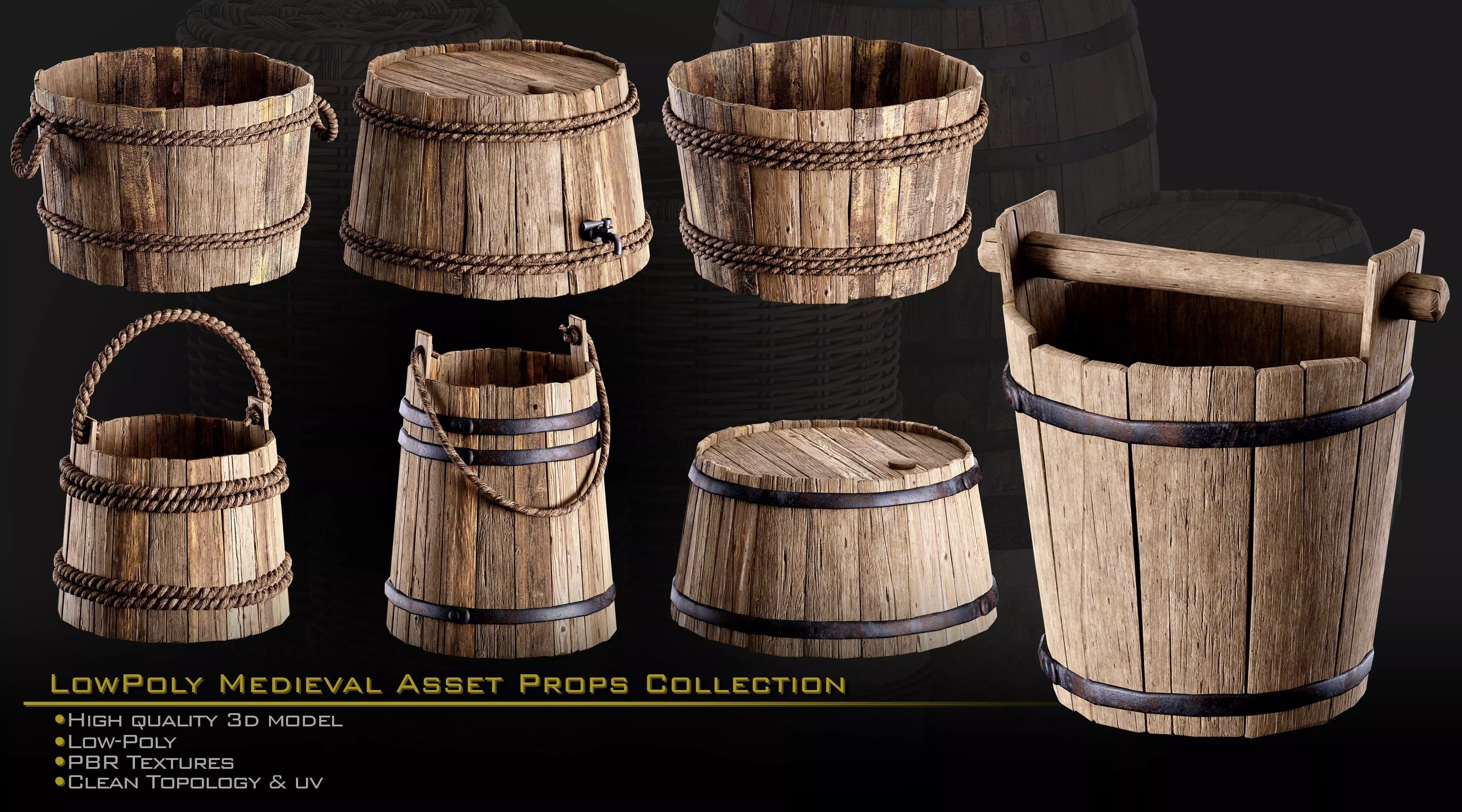 Medieval Asset Props Low-poly 3D model_6