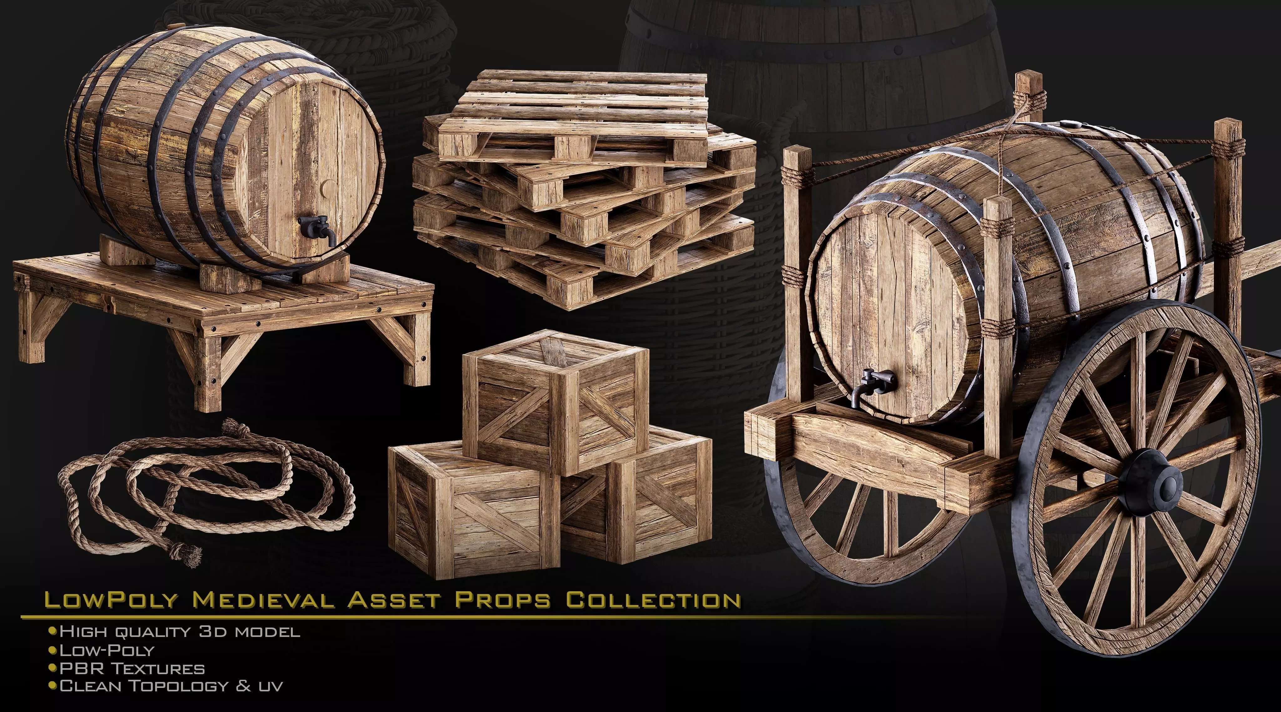 Medieval Asset Props Low-poly 3D model_12