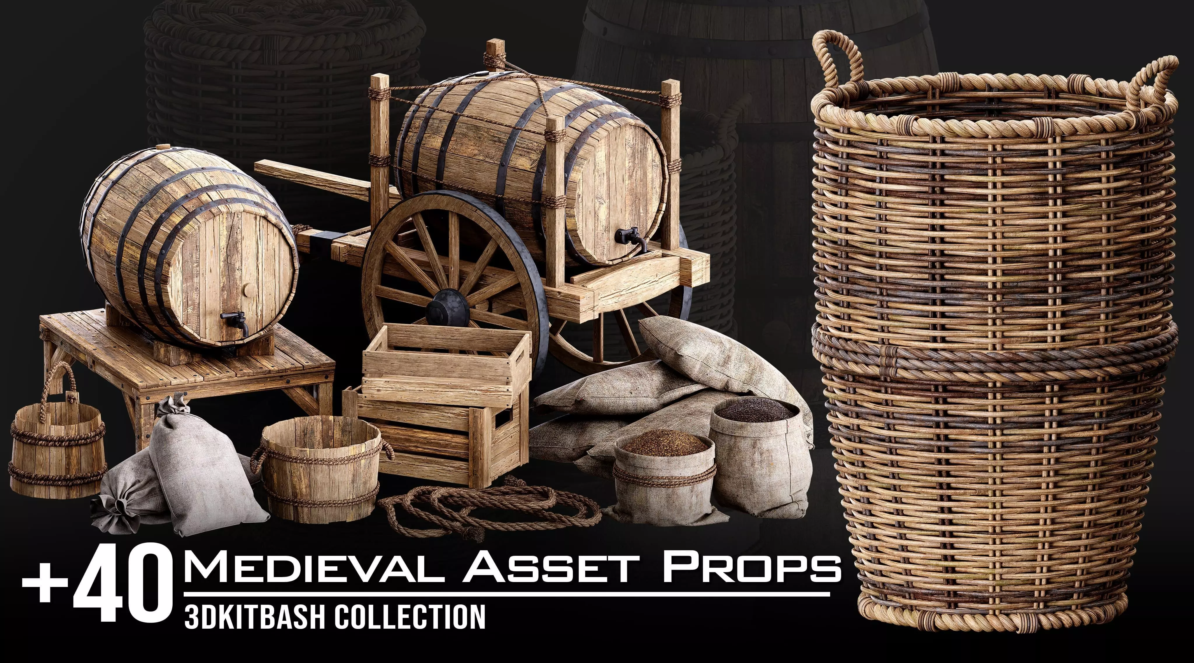 Medieval Asset Props Low-poly 3D model_1