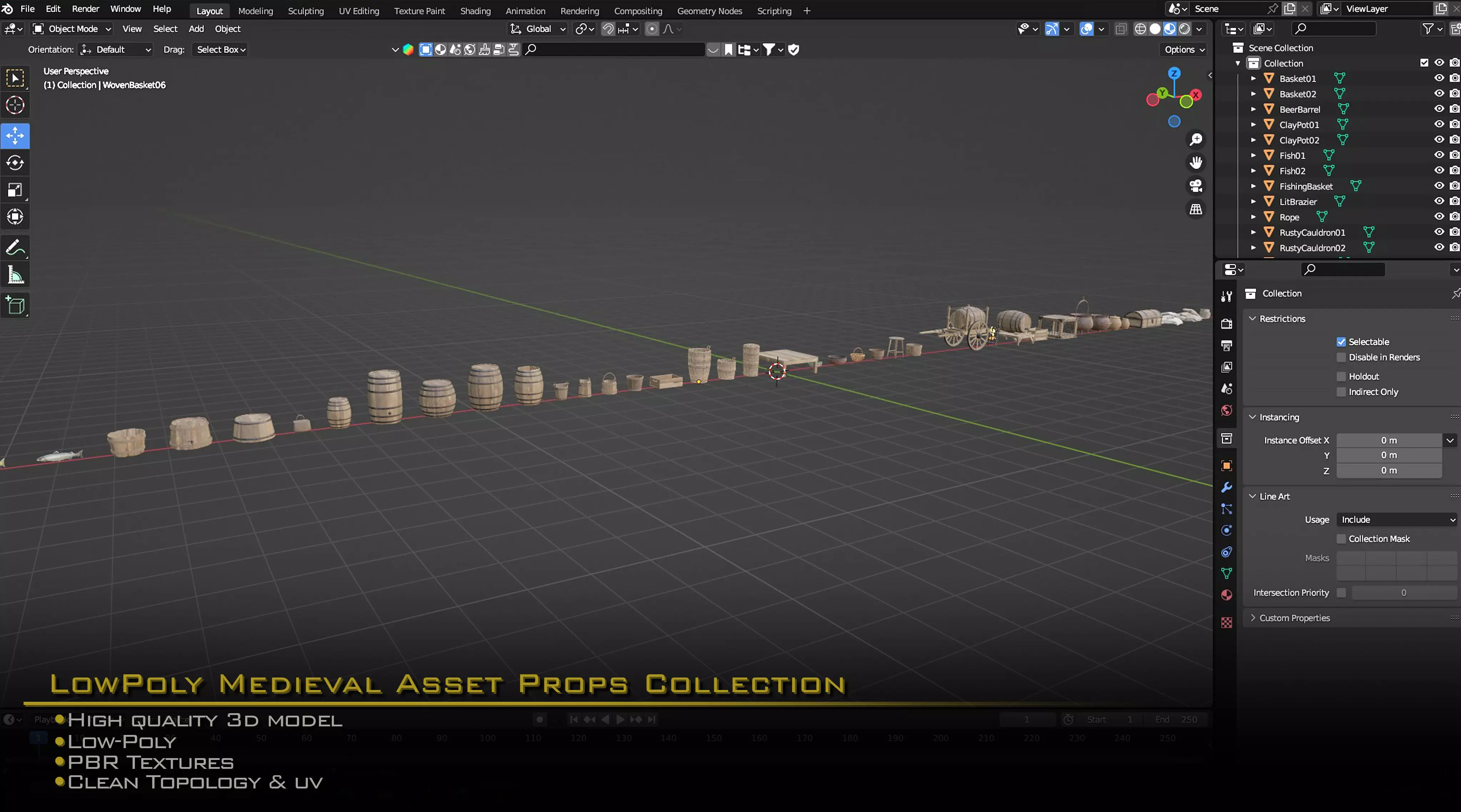 Medieval Asset Props Low-poly 3D model_16