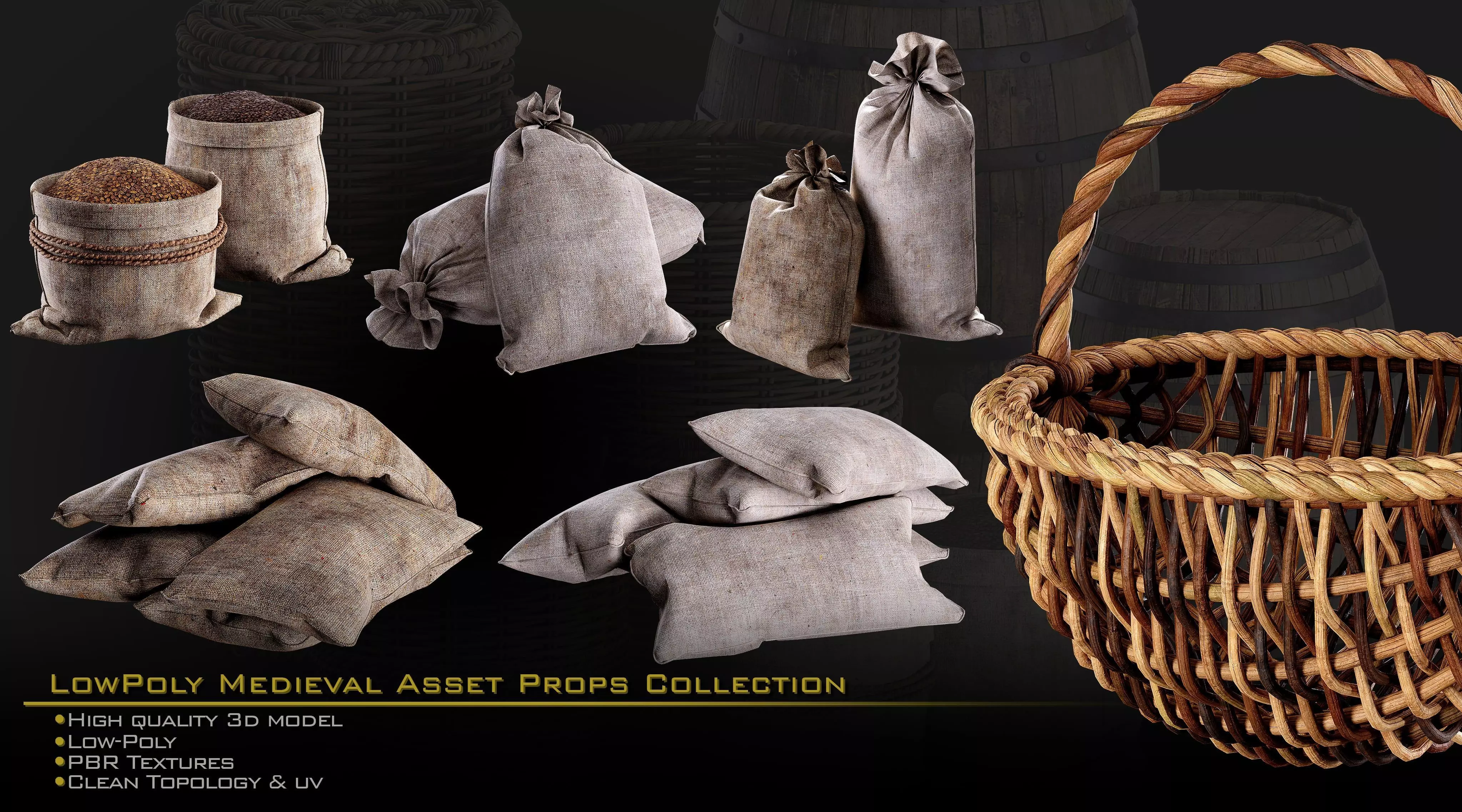 Medieval Asset Props Low-poly 3D model_11