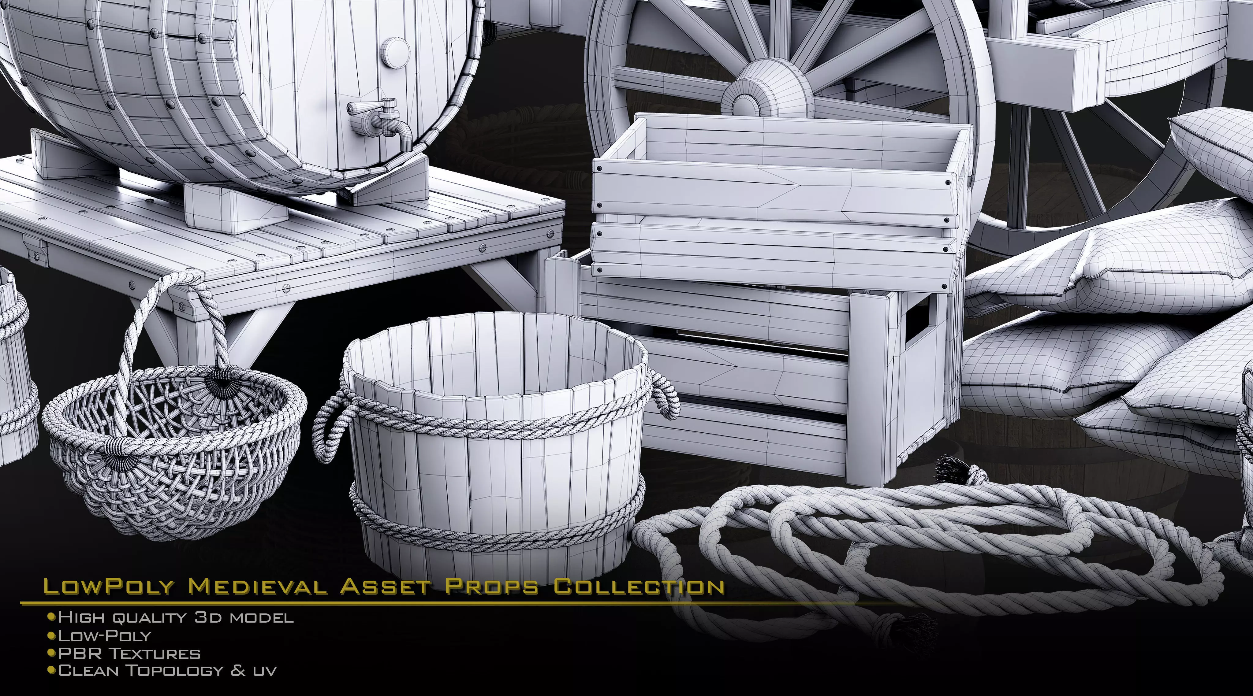 Medieval Asset Props Low-poly 3D model_15